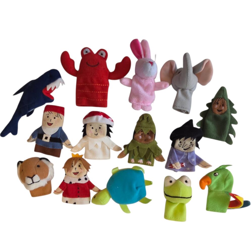 Lot of 14 Ikea TITTA DJUR finger puppets, animals and people, mixed set